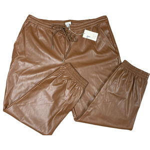 XL Brown Leather Ankle Jogger Pants